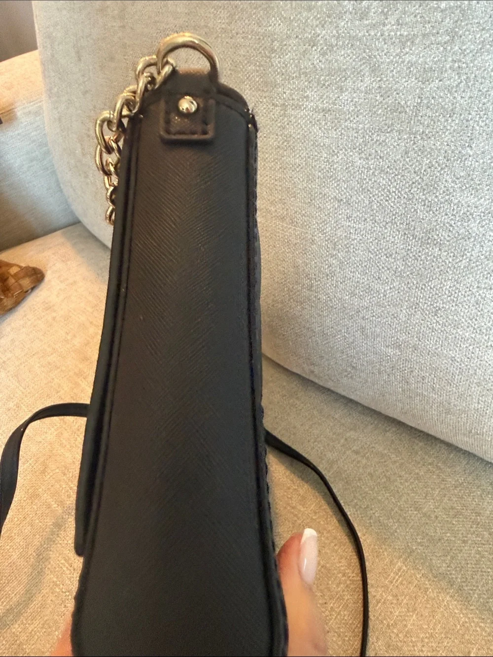 kate spade black leather crossbody with gold hardware